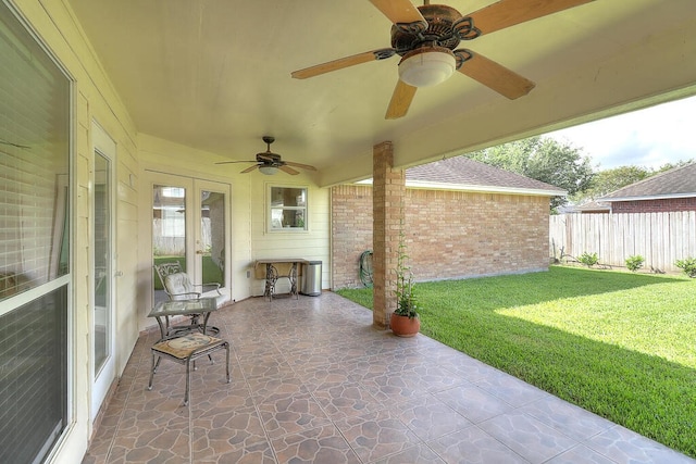 6613 Belvoir Ave, Corpus Christi, TX 78414 - view of patio / terrace featuring french doors and ceiling fan
