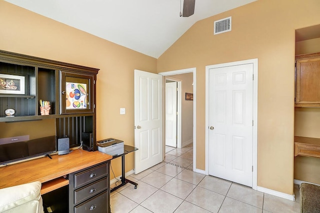 6613 Belvoir Ave, Corpus Christi, TX 78414 - office with vaulted ceiling and light tile patterned flooring