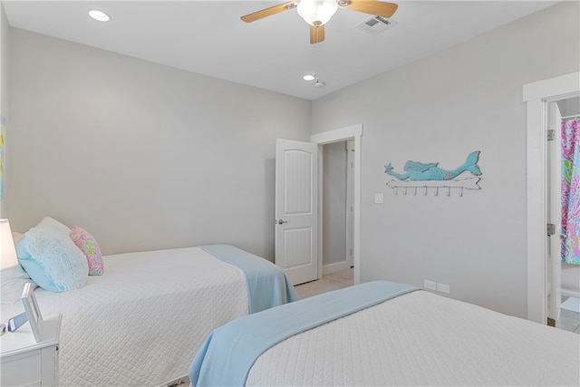 bedroom featuring ceiling fan