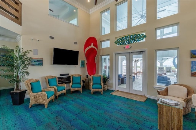 15110 Arashi Beach Dr, Corpus Christi, TX 78418 - common area with ornamental molding and a high ceiling