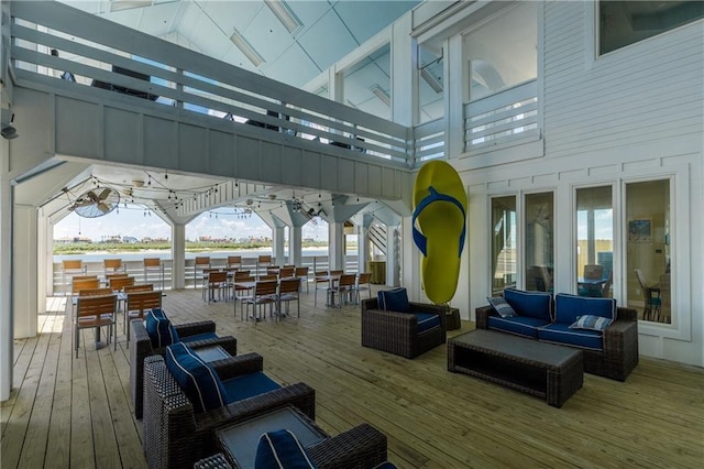 15110 Arashi Beach Dr, Corpus Christi, TX 78418 - wooden terrace featuring outdoor lounge area and outdoor dining area