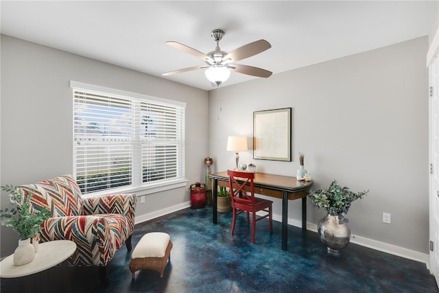 office area featuring ceiling fan