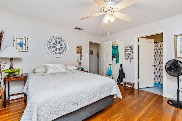4009 Pope Dr, Corpus Christi, TX 78411 - bedroom with wood finished floors and ceiling fan