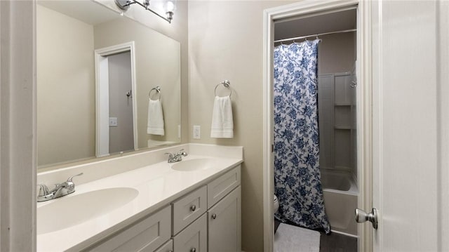 6105 Greenough Ct, Corpus Christi, TX 78414 - full bath with double vanity and shower / bathtub combination with curtain