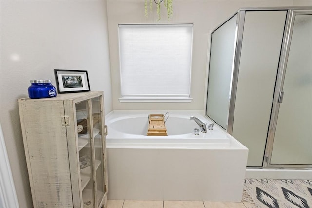 6105 Greenough Ct, Corpus Christi, TX 78414 - full bathroom featuring a shower stall, a bath, and tile patterned flooring