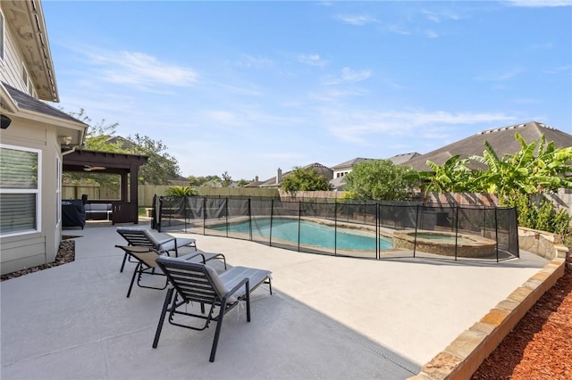 6105 Greenough Ct, Corpus Christi, TX 78414 - view of swimming pool with a patio area, a fenced backyard, and a pool with connected hot tub