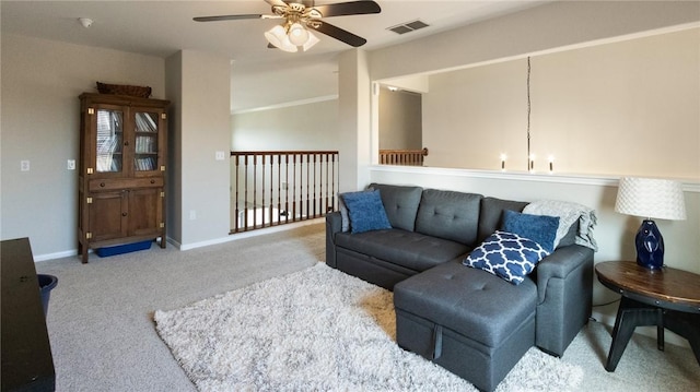 6105 Greenough Ct, Corpus Christi, TX 78414 - living area with a ceiling fan and carpet flooring