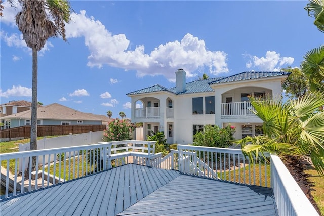 wooden terrace with fence