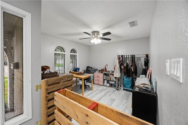 3614 Capri Dr, Corpus Christi, TX 78415 - office area with a ceiling fan and wood finished floors