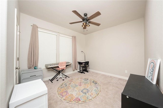 3141 Piranha Dr, Corpus Christi, TX 78414 - sitting room with a ceiling fan, carpet, and baseboards