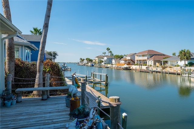 view of dock featuring a water view