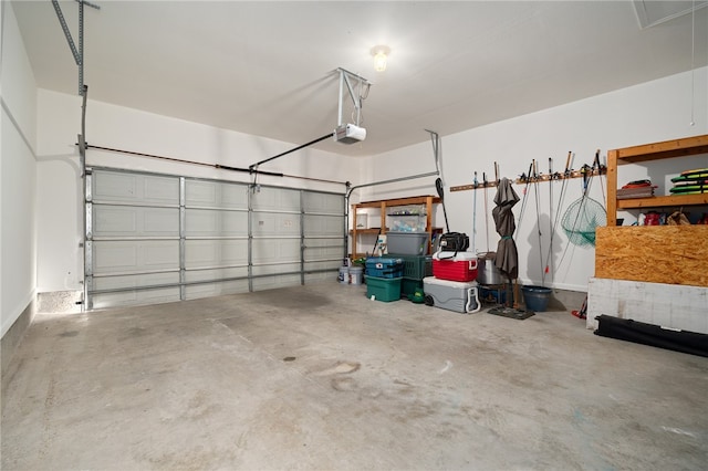 garage with a garage door opener