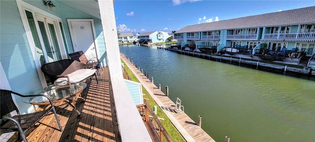 exterior space with a dock