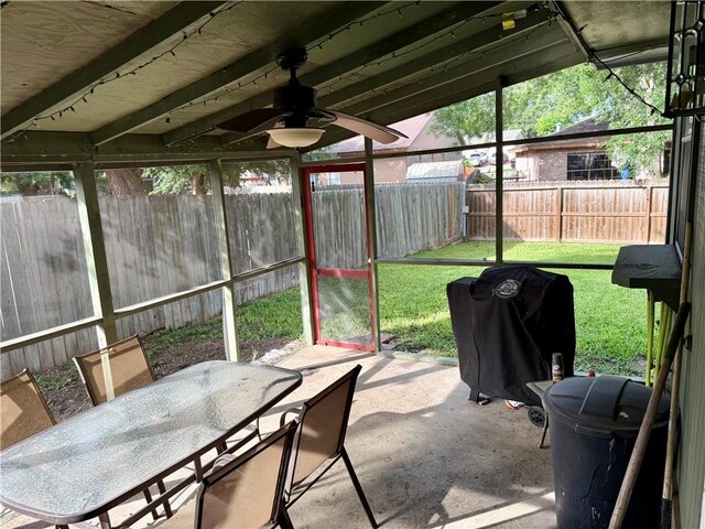 11614 Coleta Creek Dr, Corpus Christi, TX 78410 - sunroom / solarium with ceiling fan and outdoor dining area