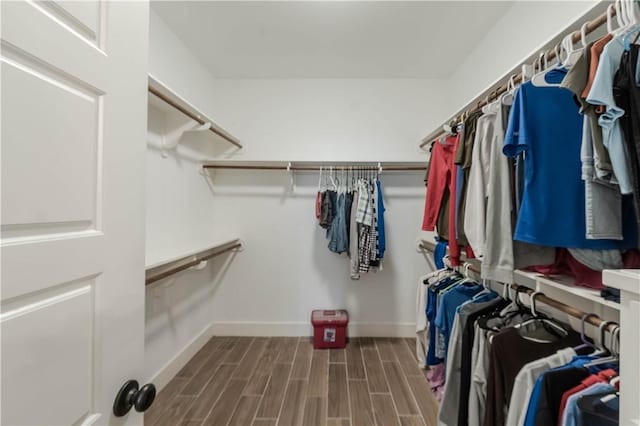 spacious closet with wood finish floors