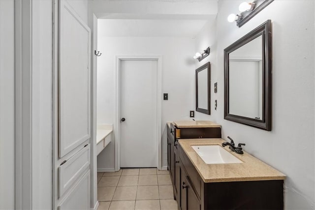 bathroom with tile patterned floors and vanity