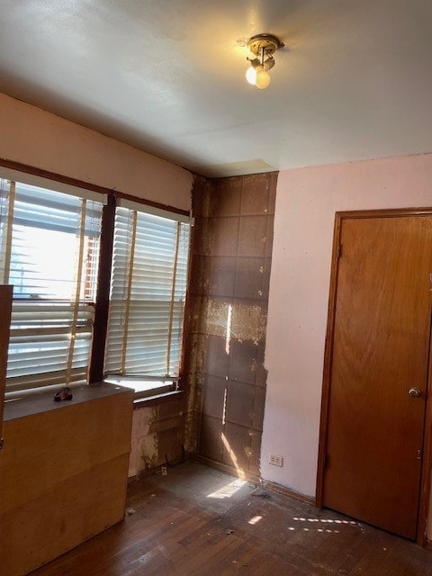 empty room featuring dark wood-type flooring