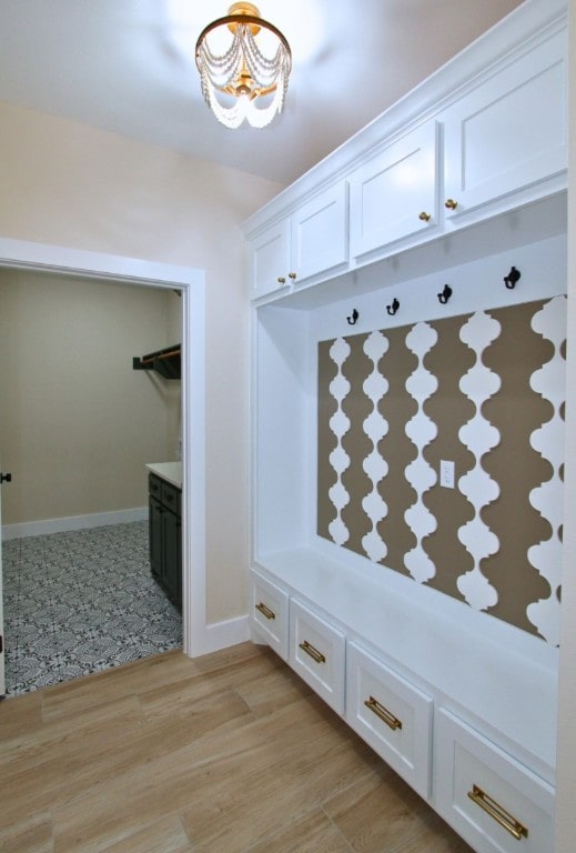 mudroom featuring light wood-type flooring