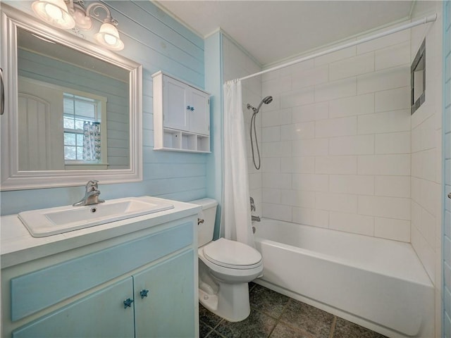 1305 S Whitney St, Aransas Pass, TX 78336 - full bath with toilet, shower / bath combo, tile patterned flooring, and vanity