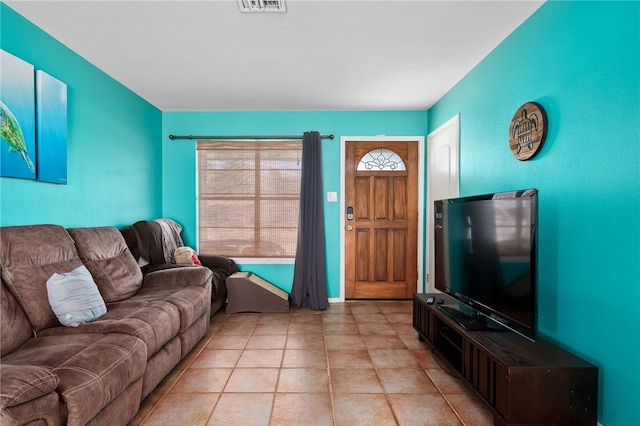 view of tiled living room