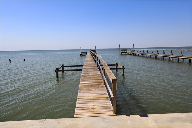 dock area with a water view