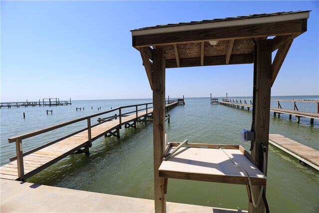 dock area with a water view