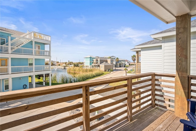 deck with a water view