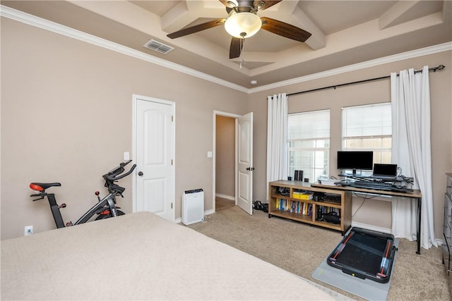7205 Lake Serenity Dr, Corpus Christi, TX 78414 - carpeted bedroom with baseboards, ornamental molding, and a desk