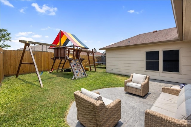 7205 Lake Serenity Dr, Corpus Christi, TX 78414 - view of patio / terrace with a playground and a trampoline