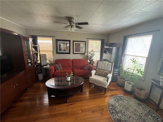 1210 Brentwood Dr, Corpus Christi, TX 78404 - living room with wood-type flooring, a ceiling fan, and a wealth of natural light