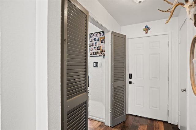 foyer entrance with dark wood-style floors