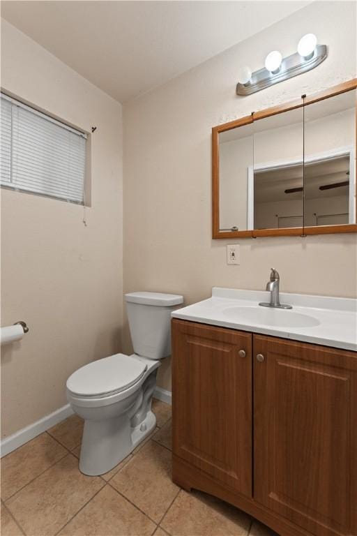 bathroom with tile patterned flooring, vanity, and toilet