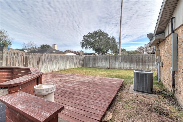 wooden terrace with cooling unit