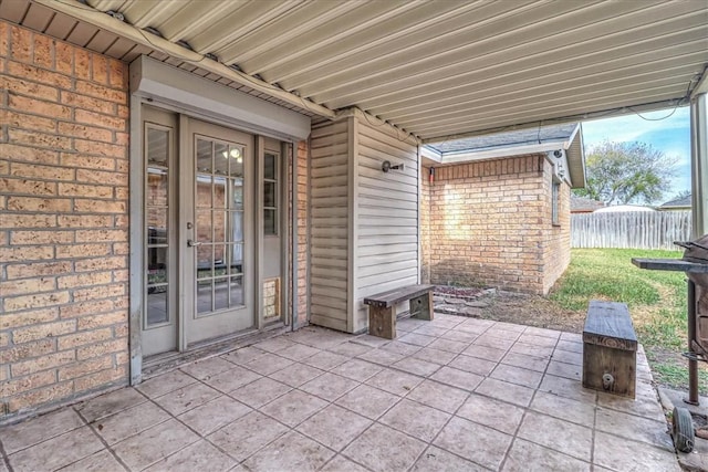 view of patio / terrace featuring french doors