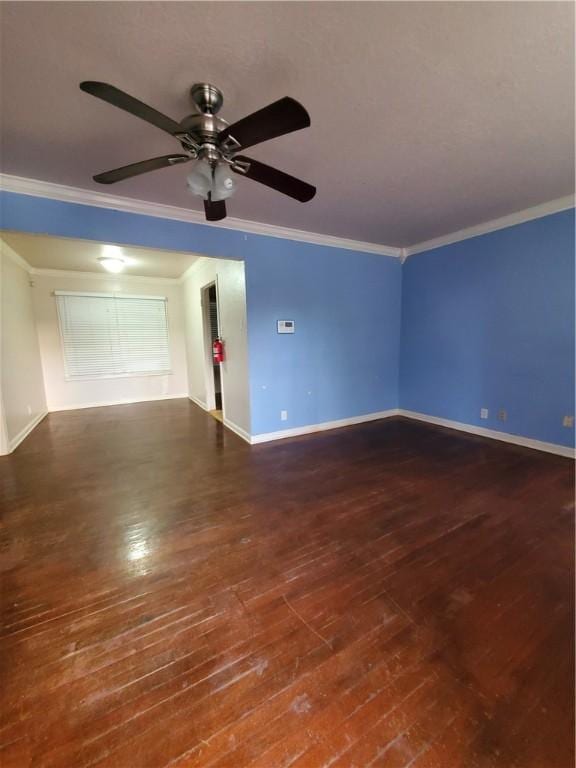 2838 Willard St, Corpus Christi, TX 78404 - unfurnished room with ornamental molding, ceiling fan, and hardwood / wood-style floors