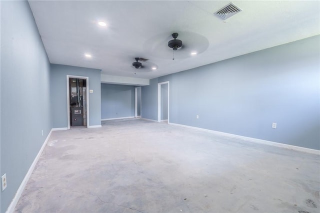 253 Melrose, Corpus Christi, TX 78404 - empty room with concrete floors, a ceiling fan, recessed lighting, and baseboards