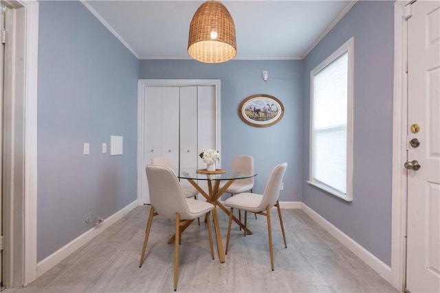 253 Melrose, Corpus Christi, TX 78404 - dining space featuring crown molding and baseboards