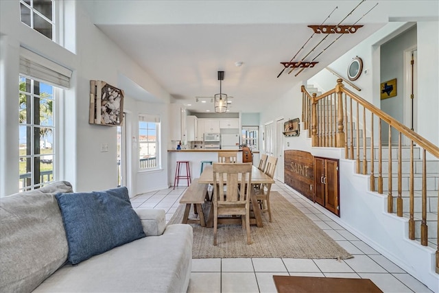 view of tiled dining space