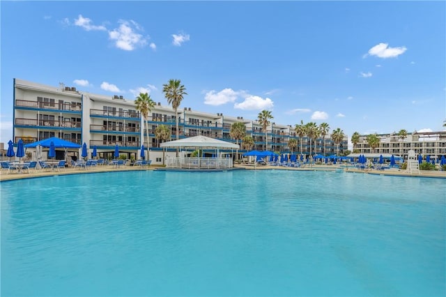 view of pool with a gazebo