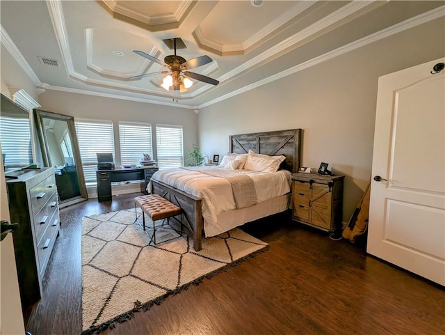 bedroom featuring crown molding and wood finished floors