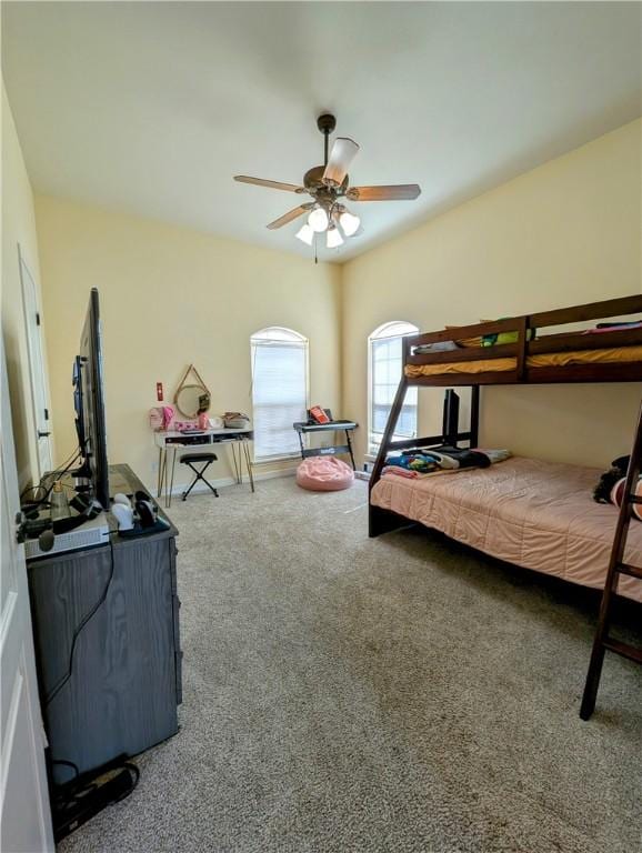 bedroom with carpet and ceiling fan