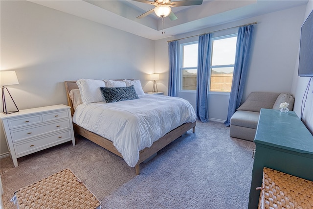2634 Westeros St, Corpus Christi, TX 78415 - bedroom featuring carpet floors, a raised ceiling, and ceiling fan