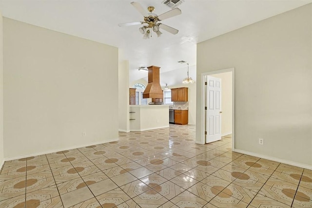 1225 Calle, San Carlos, Corpus Christi, TX 78417 - spare room with light tile patterned flooring, a ceiling fan, and a chandelier
