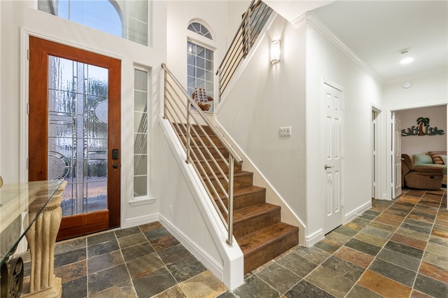 foyer entrance with crown molding