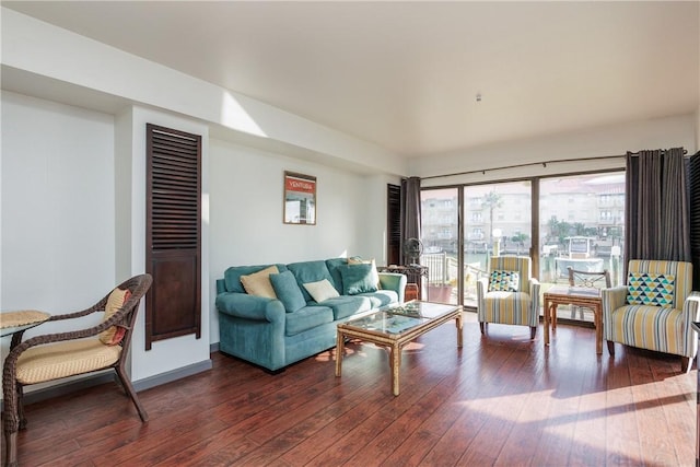 living room featuring dark hardwood / wood-style floors