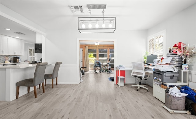 office featuring light hardwood / wood-style flooring