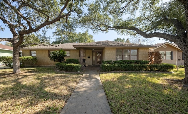 ranch-style house featuring a front yard