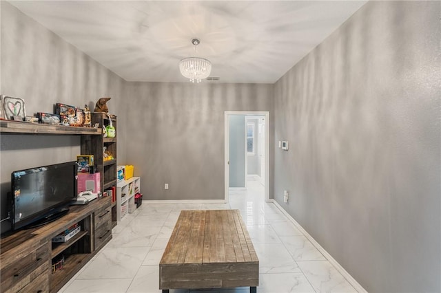 interior space featuring an inviting chandelier