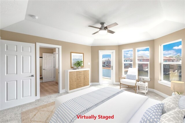 15334 Key Largo Ct, Corpus Christi, TX 78418 - bedroom featuring light carpet, baseboards, and ceiling fan