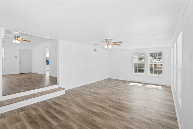 1113 Annapolis Dr, Corpus Christi, TX 78404 - unfurnished room with a ceiling fan, wood finished floors, baseboards, and ornamental molding
